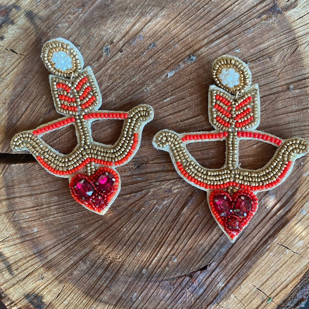 Seed Bead Valentine Earrings